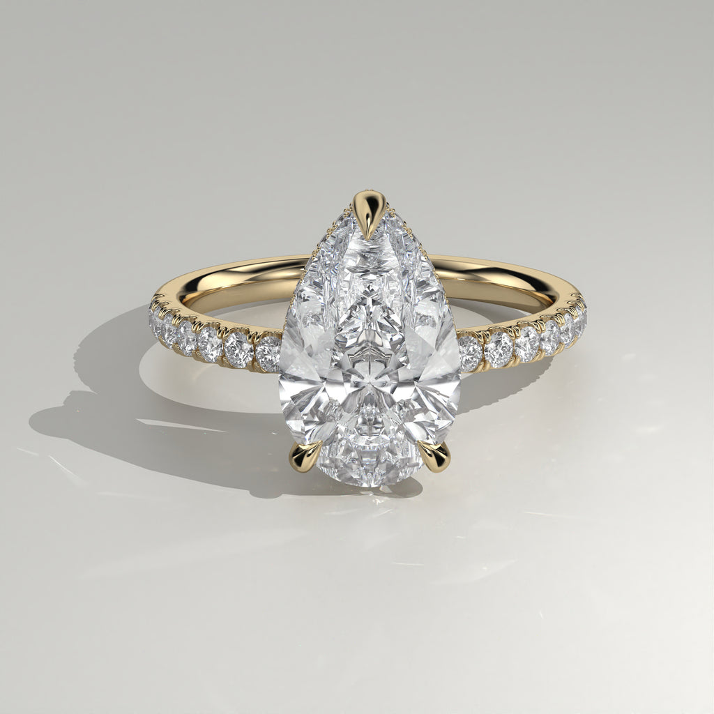 The Sample Solitaire Engagement Rings - 2.5 Carat Pear 14K Yellow Gold Engagement Ring