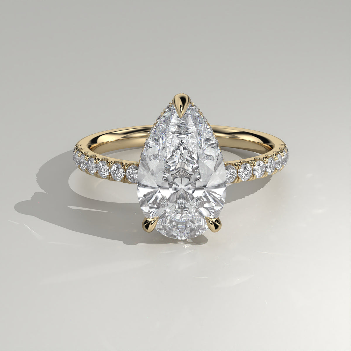 The Sample Solitaire Engagement Rings - 2.5 Carat Pear 14K Yellow Gold Engagement Ring