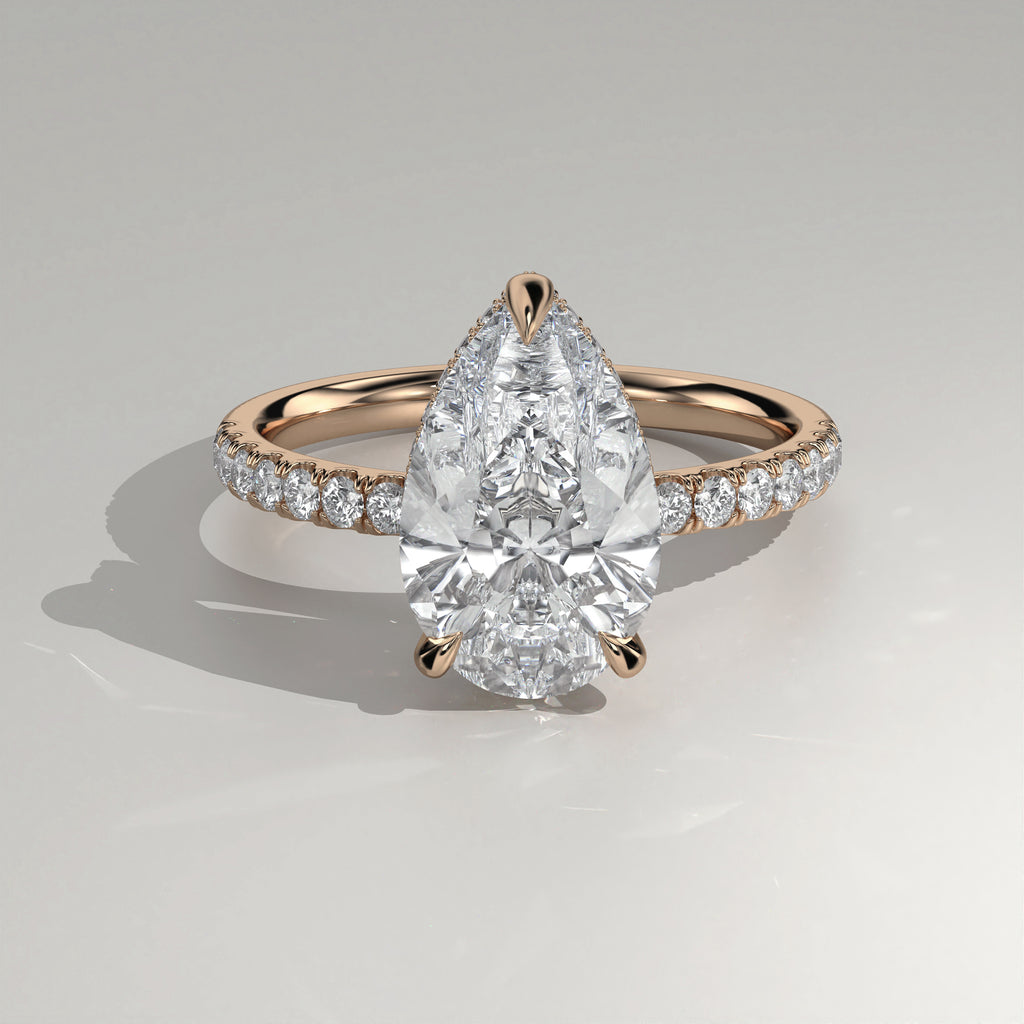 The Sample Solitaire Engagement Rings - 3.0 Carat Pear 14K Rose Gold Engagement Ring