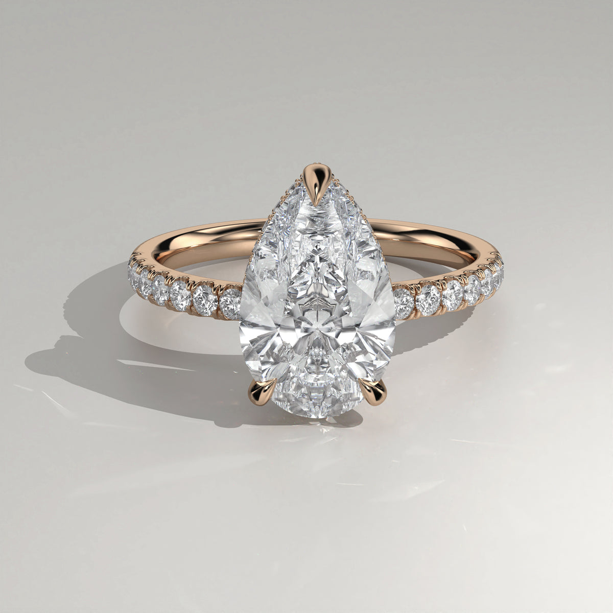 The Sample Solitaire Engagement Rings - 3.0 Carat Pear 14K Rose Gold Engagement Ring