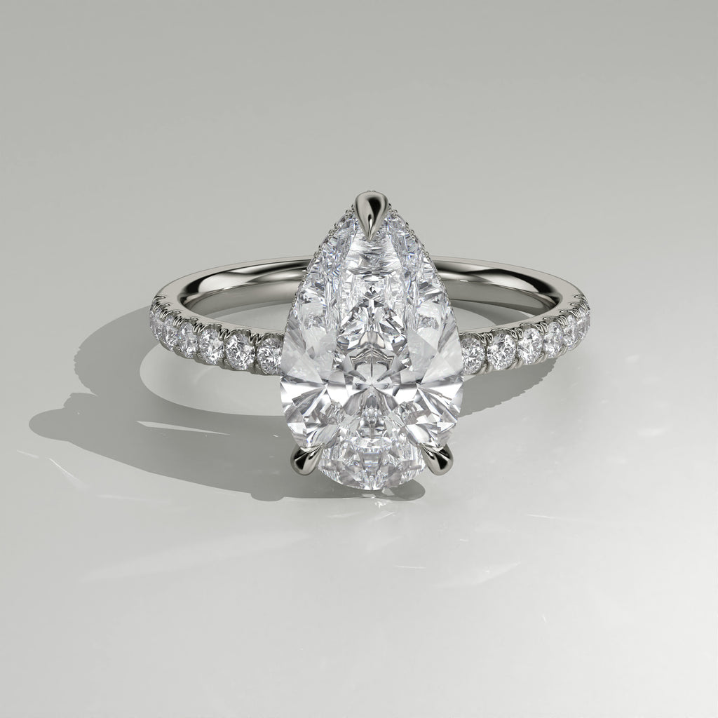The Sample Solitaire Engagement Rings - 4.0 Carat Pear 14K White Gold Engagement Ring