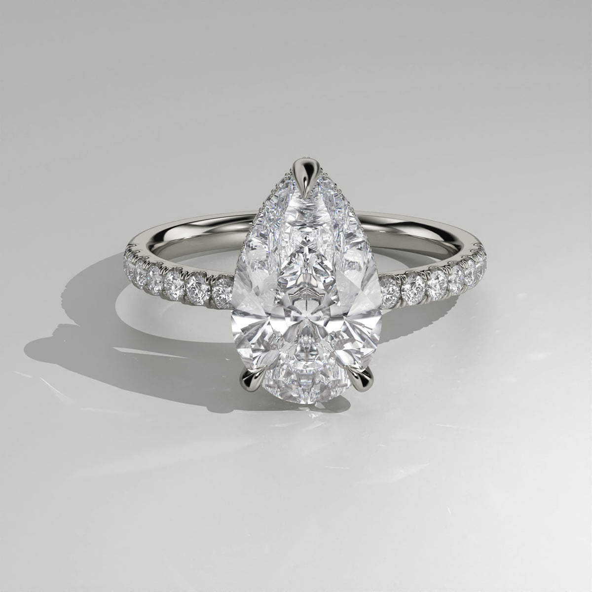 The Sample Solitaire Engagement Rings - 4.0 Carat Pear 14K White Gold Engagement Ring
