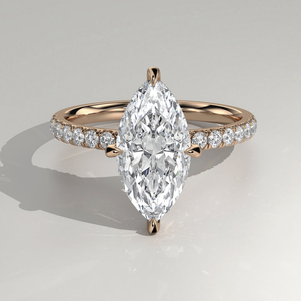 The Sample Solitaire Engagement Rings - 2.5 Carat Marquise 14K Rose Gold Engagement Ring