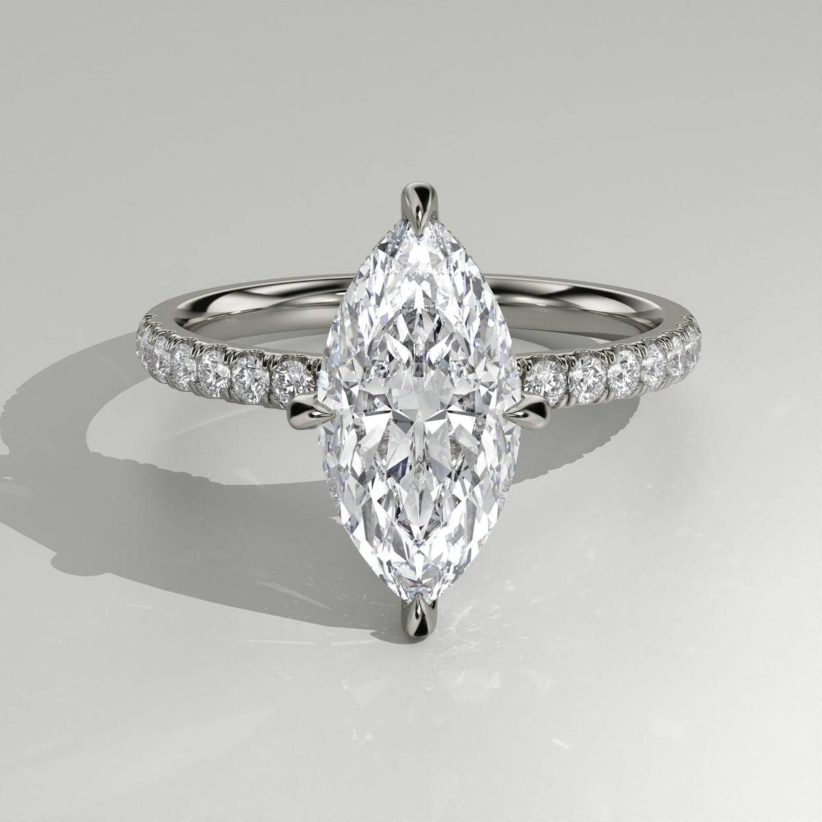 The Sample Solitaire Engagement Rings - 1.0 Carat Marquise 14K White Gold Engagement Ring