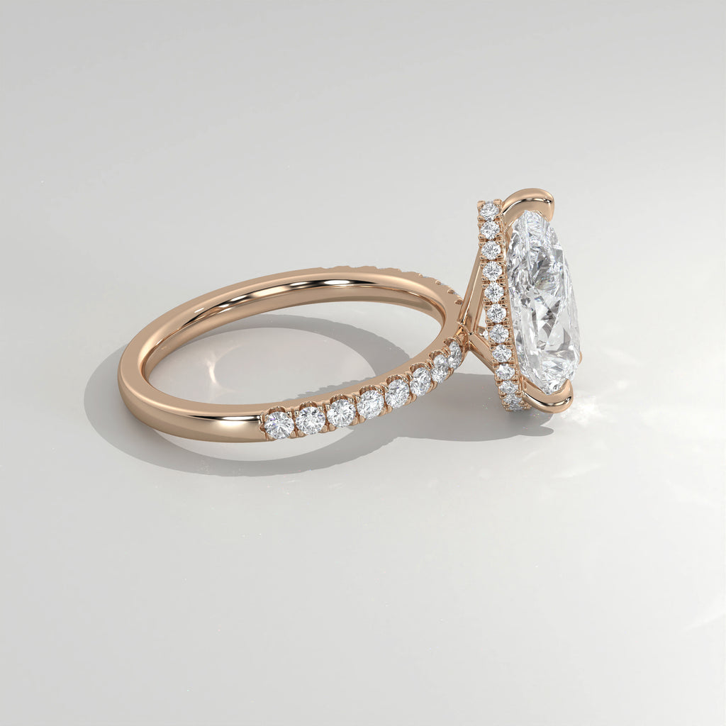The Sample Solitaire Engagement Rings - 3.0 Carat Pear 14K Rose Gold Engagement Ring
