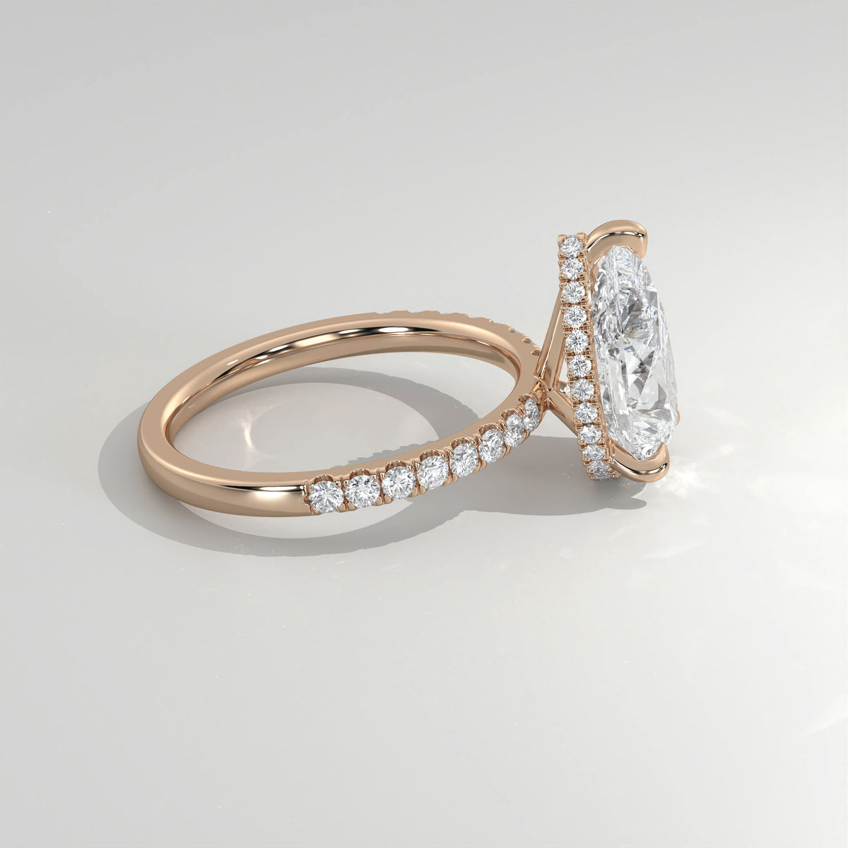 The Sample Solitaire Engagement Rings - 3.0 Carat Pear 14K Rose Gold Engagement Ring