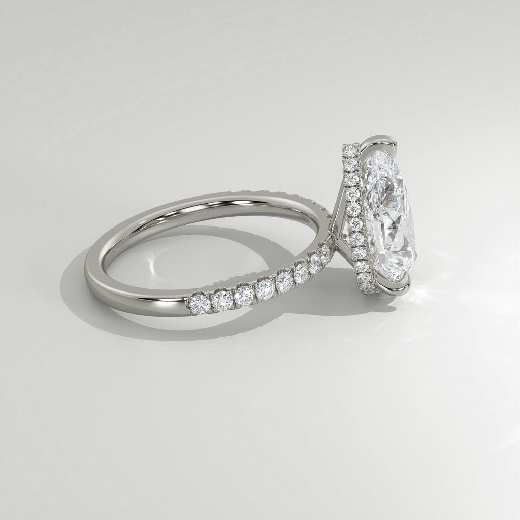 The Sample Solitaire Engagement Rings - 4.0 Carat Pear 14K White Gold Engagement Ring