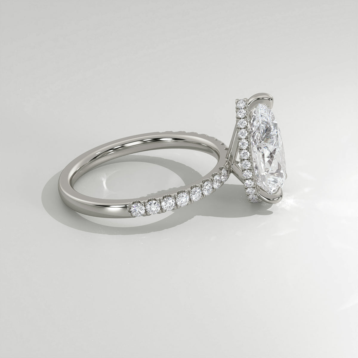 The Sample Solitaire Engagement Rings - 4.0 Carat Pear 14K White Gold Engagement Ring