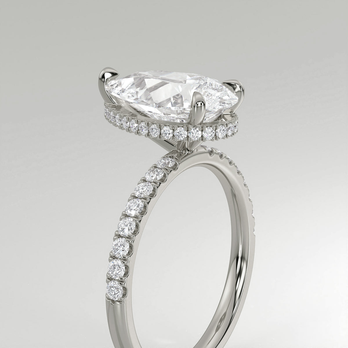 The Sample Solitaire Engagement Rings - 4.0 Carat Pear 14K White Gold Engagement Ring