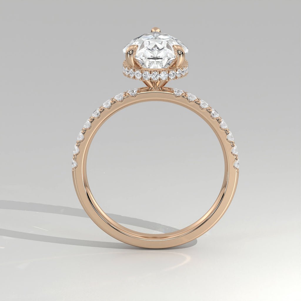 The Sample Solitaire Engagement Rings - 3.0 Carat Pear 14K Rose Gold Engagement Ring