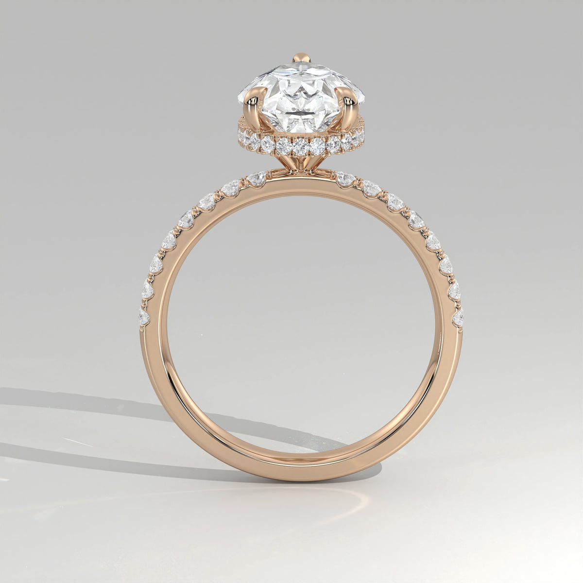 The Sample Solitaire Engagement Rings - 3.0 Carat Pear 14K Rose Gold Engagement Ring