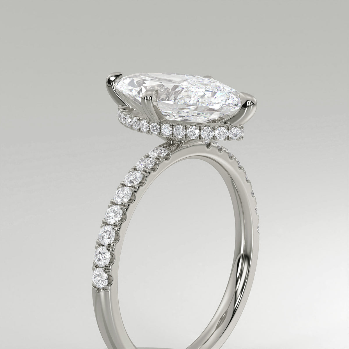 The Sample Solitaire Engagement Rings - 1.0 Carat Marquise 14K White Gold Engagement Ring
