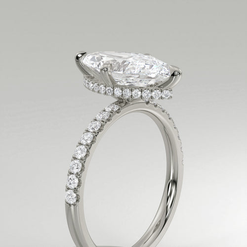 The Sample Solitaire Engagement Rings - 1.5 Carat Marquise 18K White Gold Engagement Ring
