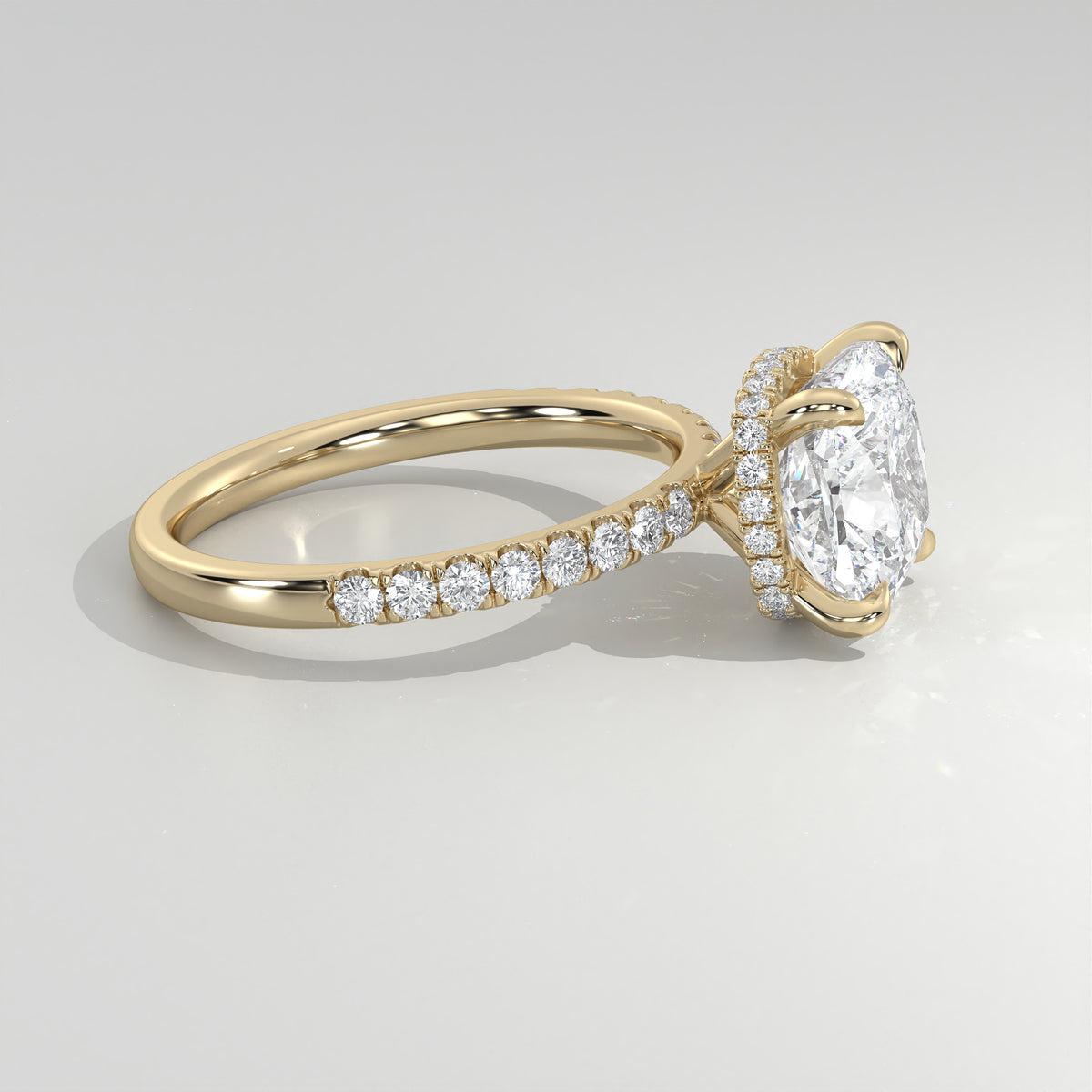 The Sample Solitaire Engagement Rings - 3.5 Carat Cushion 18K Yellow Gold Engagement Ring