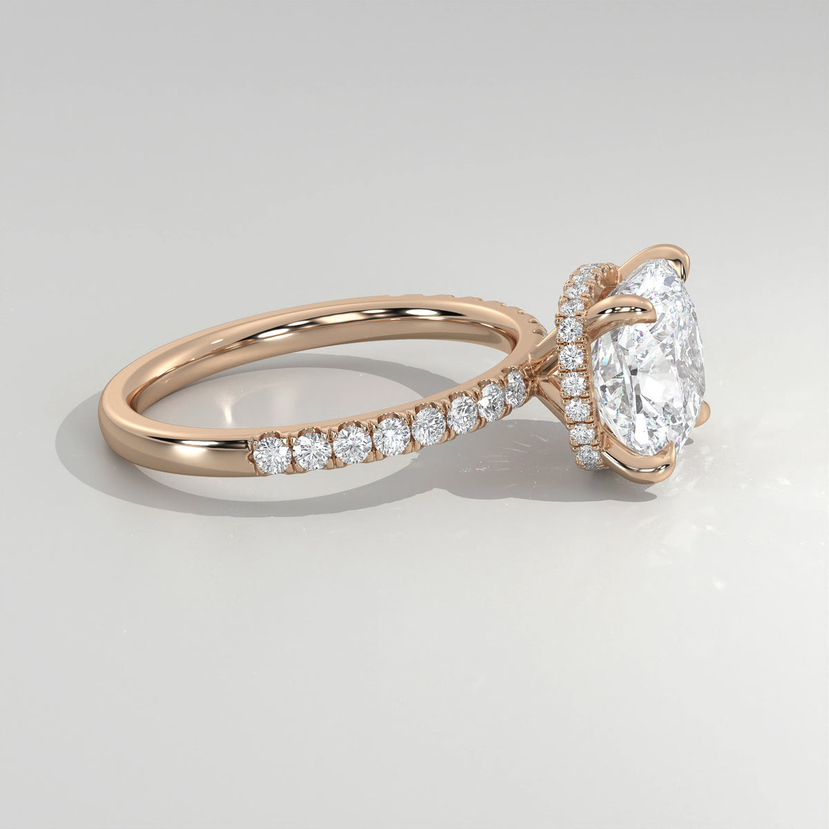 The Sample Solitaire Engagement Rings - 3.0 Carat Cushion 14K Rose Gold Engagement Ring