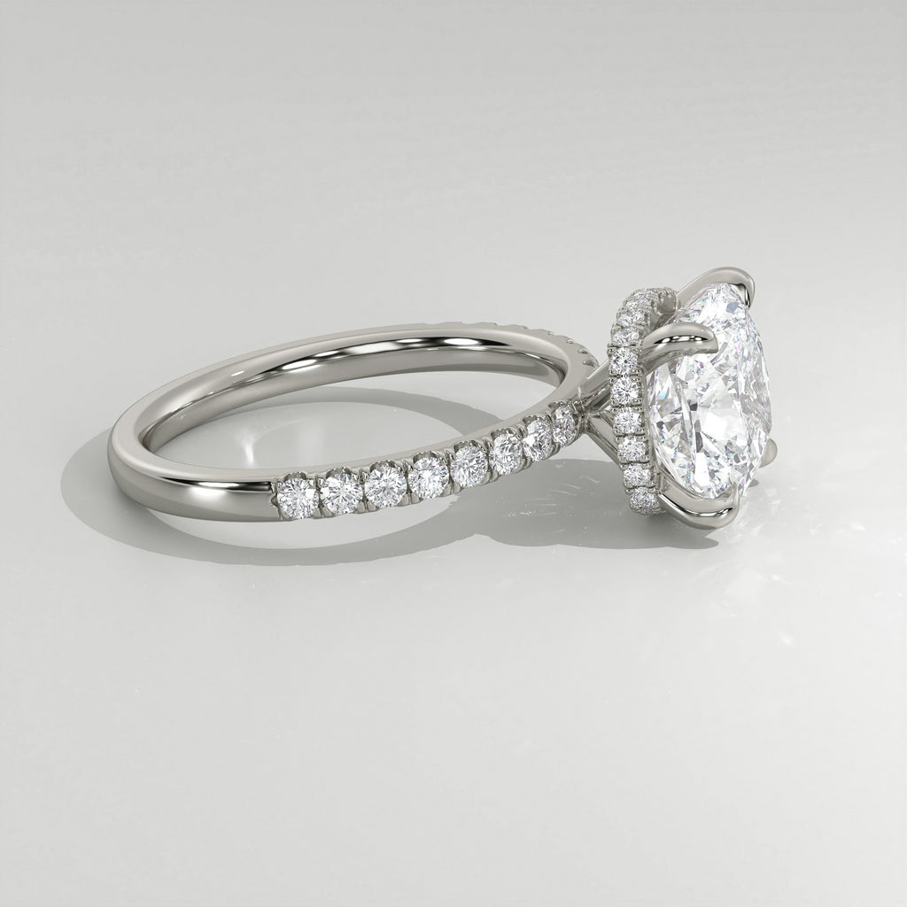 The Sample Solitaire Engagement Rings - 2.5 Carat Cushion 18K White Gold Engagement Ring