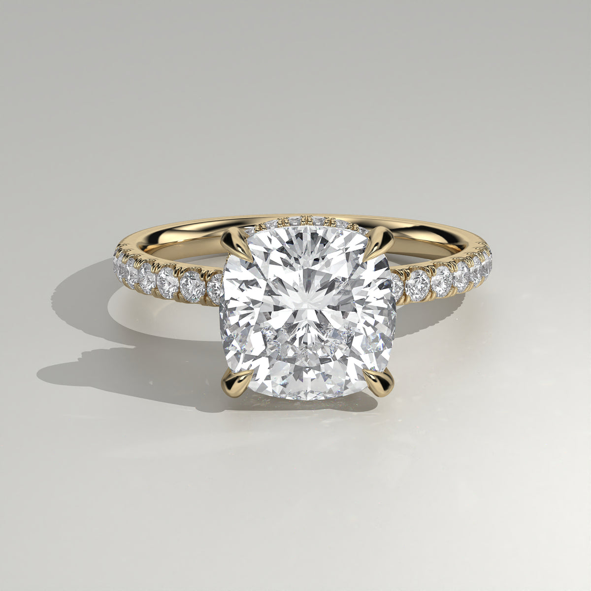 The Sample Solitaire Engagement Rings - 3.5 Carat Cushion 18K Yellow Gold Engagement Ring