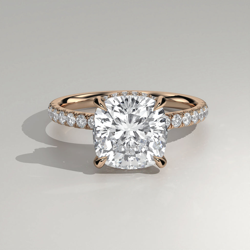 The Sample Solitaire Engagement Rings - 3.0 Carat Cushion 14K Rose Gold Engagement Ring