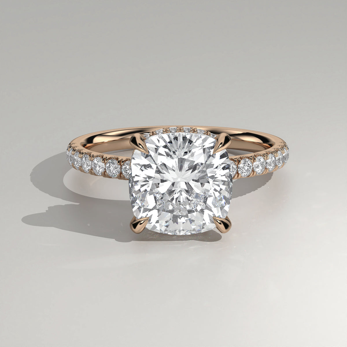 The Sample Solitaire Engagement Rings - 3.0 Carat Cushion 14K Rose Gold Engagement Ring