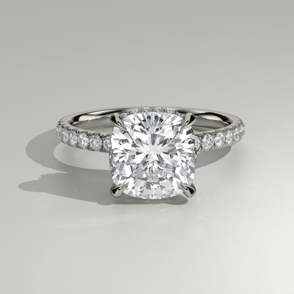 The Sample Solitaire Engagement Rings - 2.5 Carat Cushion 18K White Gold Engagement Ring