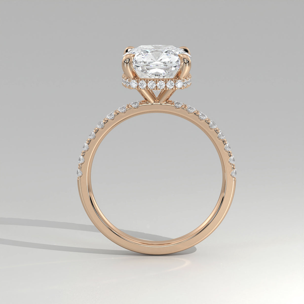 The Sample Solitaire Engagement Rings - 3.0 Carat Cushion 14K Rose Gold Engagement Ring