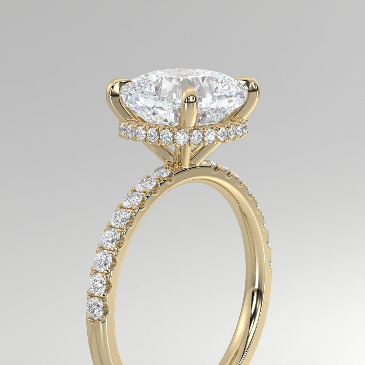The Sample Solitaire Engagement Rings - 3.5 Carat Cushion 18K Yellow Gold Engagement Ring