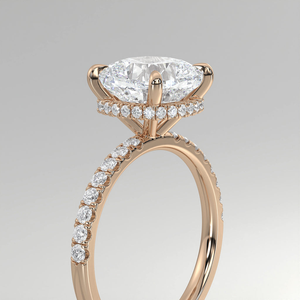 The Sample Solitaire Engagement Rings - 3.0 Carat Cushion 14K Rose Gold Engagement Ring