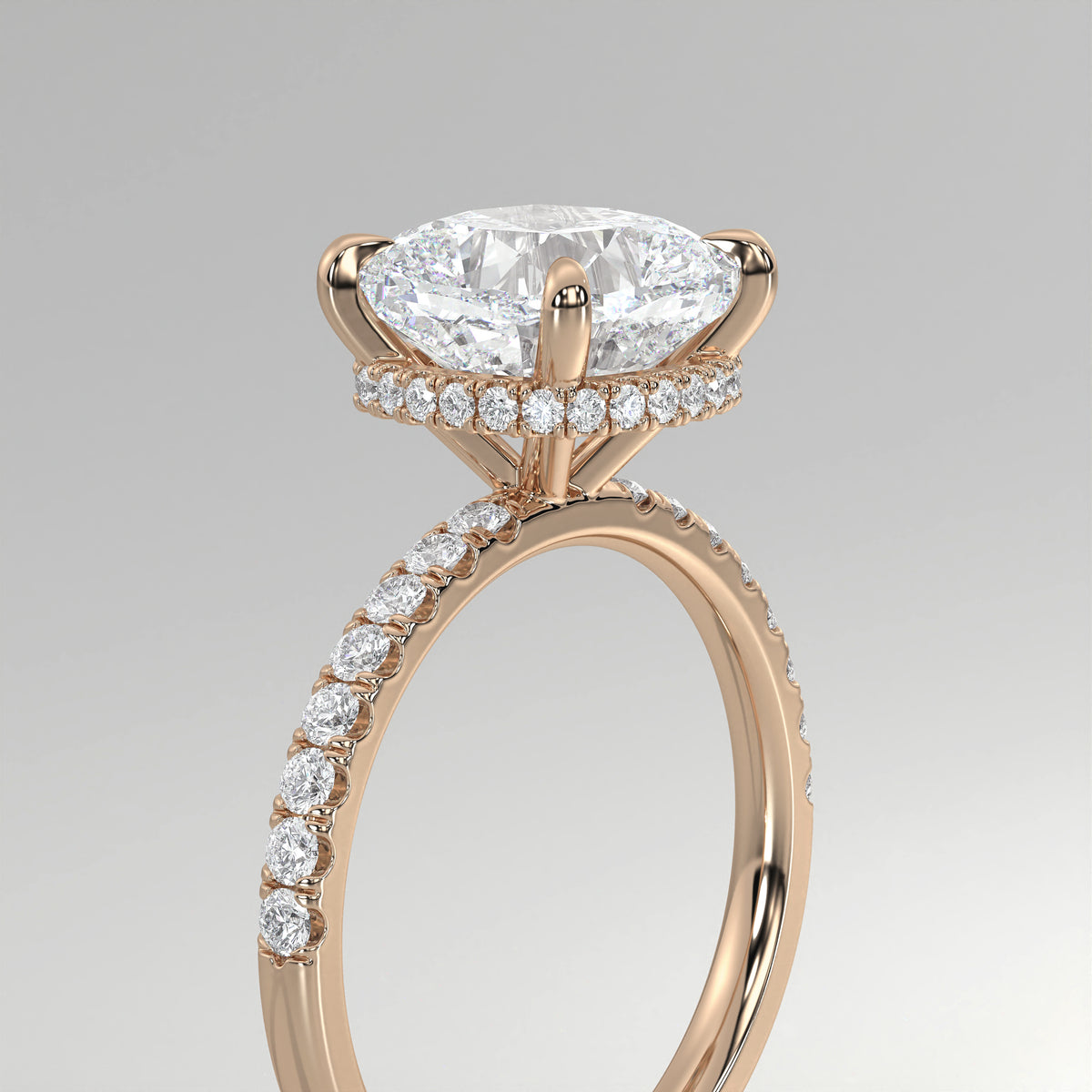The Sample Solitaire Engagement Rings - 3.0 Carat Cushion 14K Rose Gold Engagement Ring