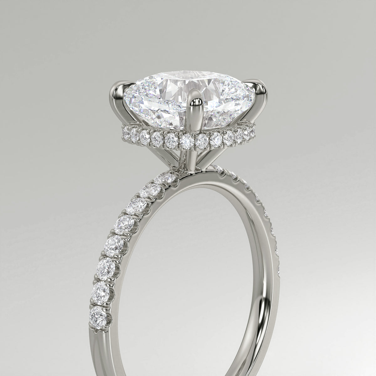 The Sample Solitaire Engagement Rings - 2.5 Carat Cushion 18K White Gold Engagement Ring
