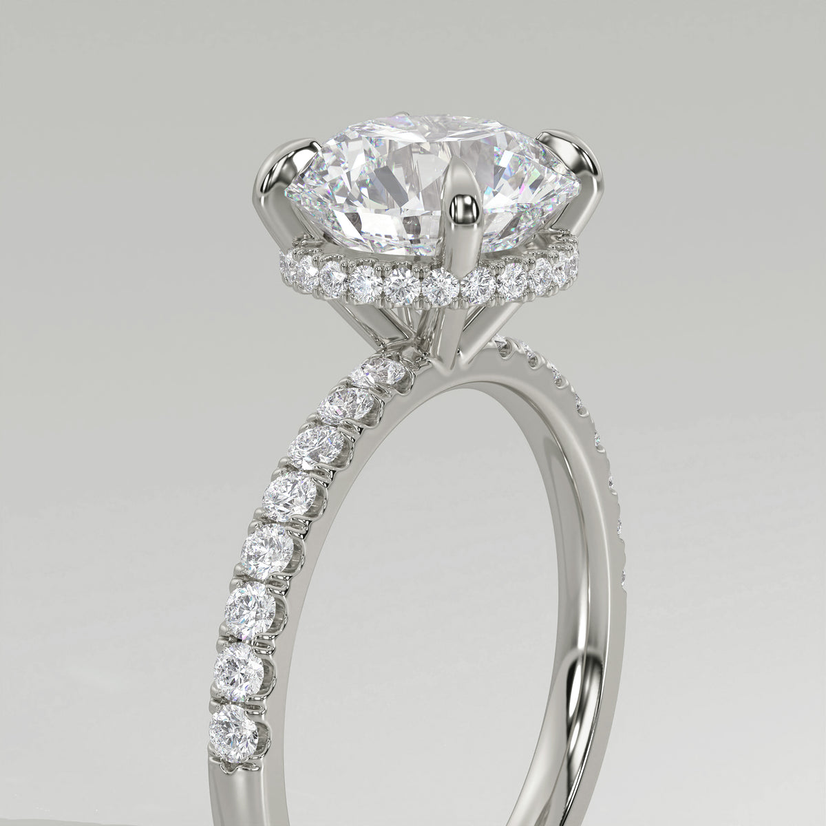The Sample Solitaire Engagement Rings - 1.0 Carat Round 18K White Gold Engagement Ring