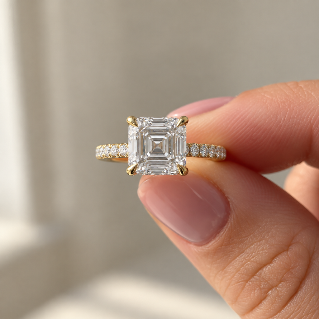 The Sample Solitaire Engagement Rings - 1.5 Carat Asscher 14K Yellow Gold Engagement Ring