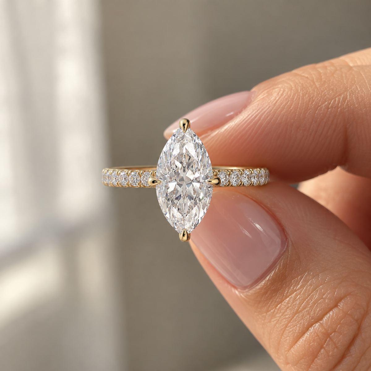 The Sample Solitaire Engagement Rings - 2.5 Carat Marquise 18K Yellow Gold Engagement Ring