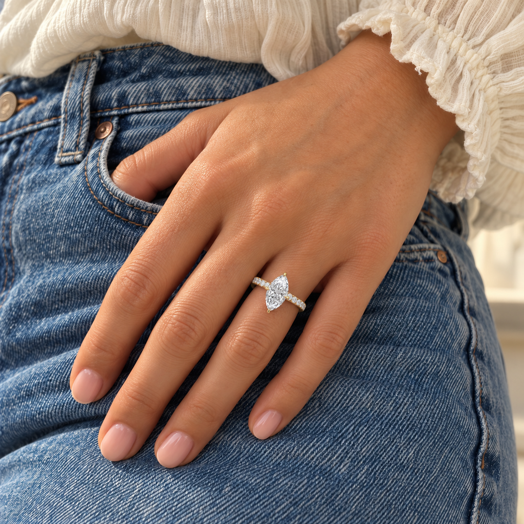 The Sample Solitaire Engagement Rings - 2.5 Carat Marquise 18K Yellow Gold Engagement Ring