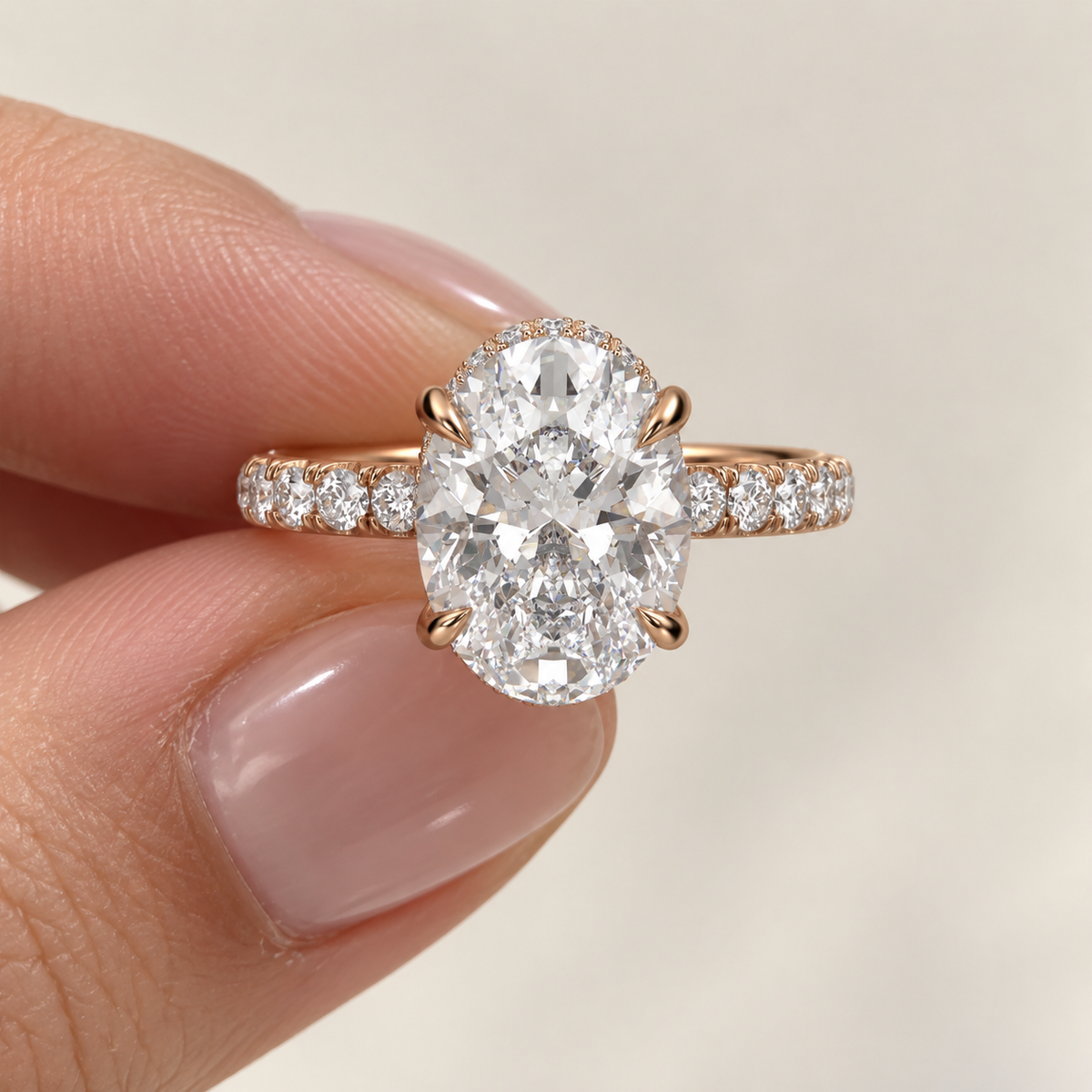 The Sample Solitaire Engagement Rings - 2.0 Carat Oval 14K Rose Gold Engagement Ring