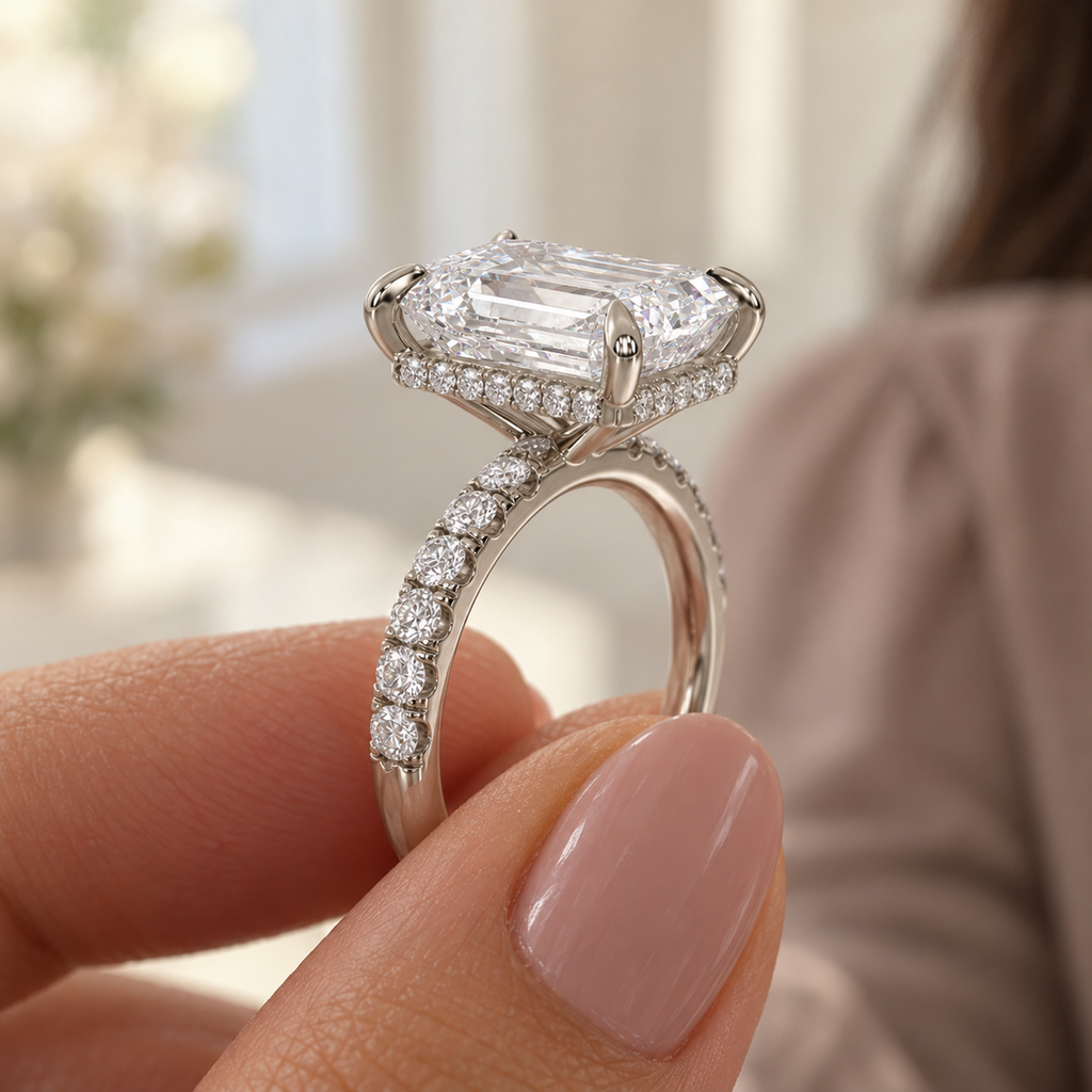 The Sample Solitaire Engagement Rings - 1.5 Carat Emerald 14K White Gold Engagement Ring
