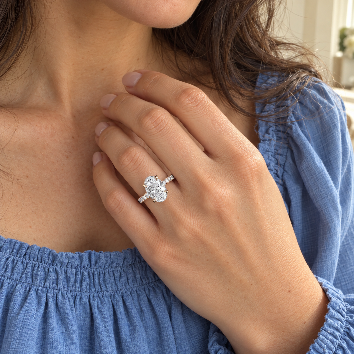 The Sample Solitaire Engagement Rings - 3.0 Carat Oval 14K Rose Gold Engagement Ring