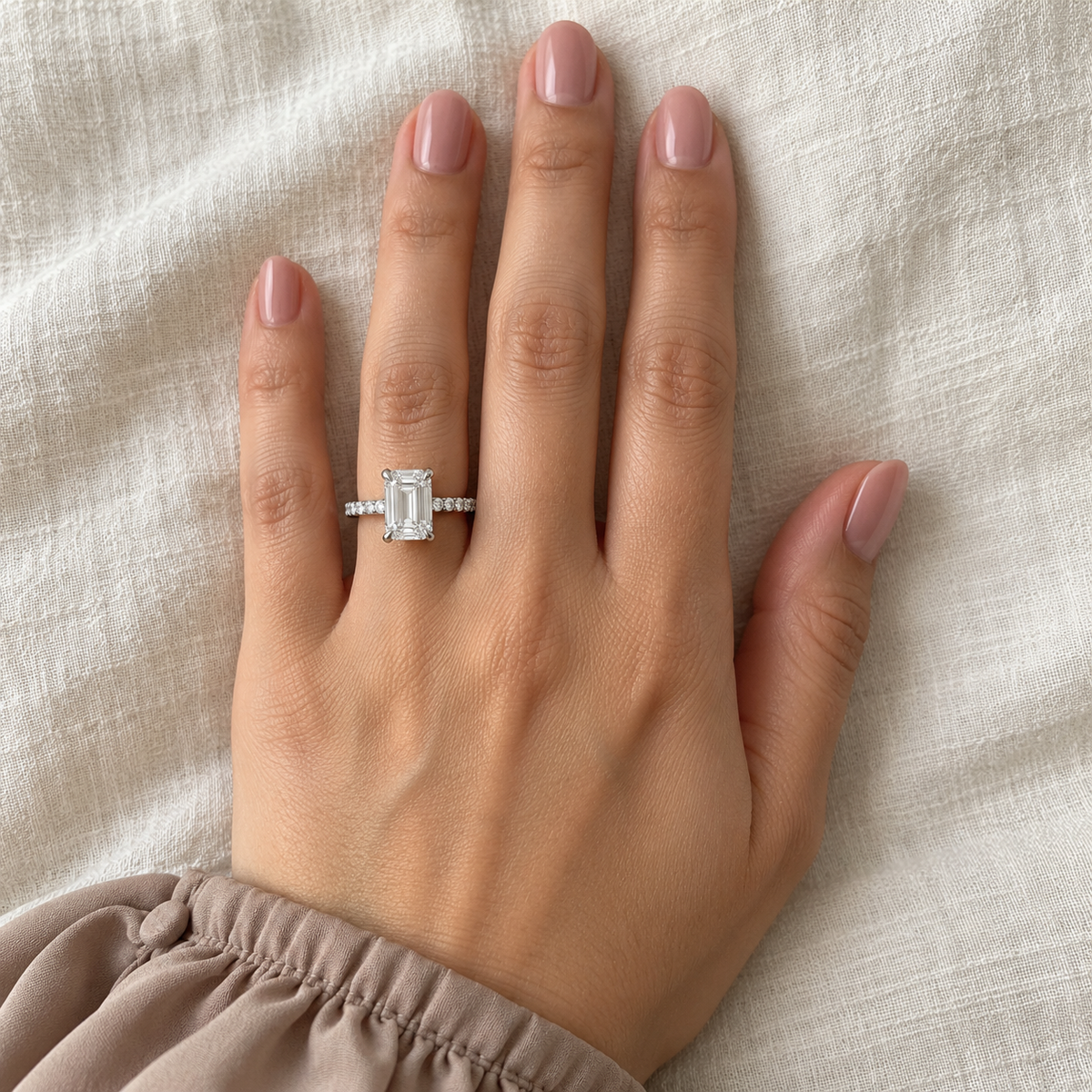 The Sample Solitaire Engagement Rings - 1.5 Carat Emerald 14K White Gold Engagement Ring