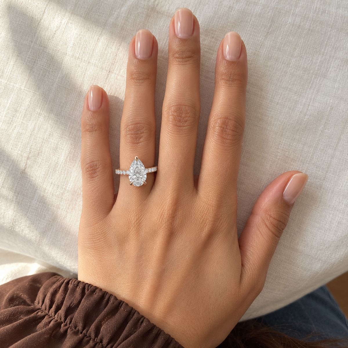 The Sample Solitaire Engagement Rings - 3.0 Carat Pear 14K Rose Gold Engagement Ring