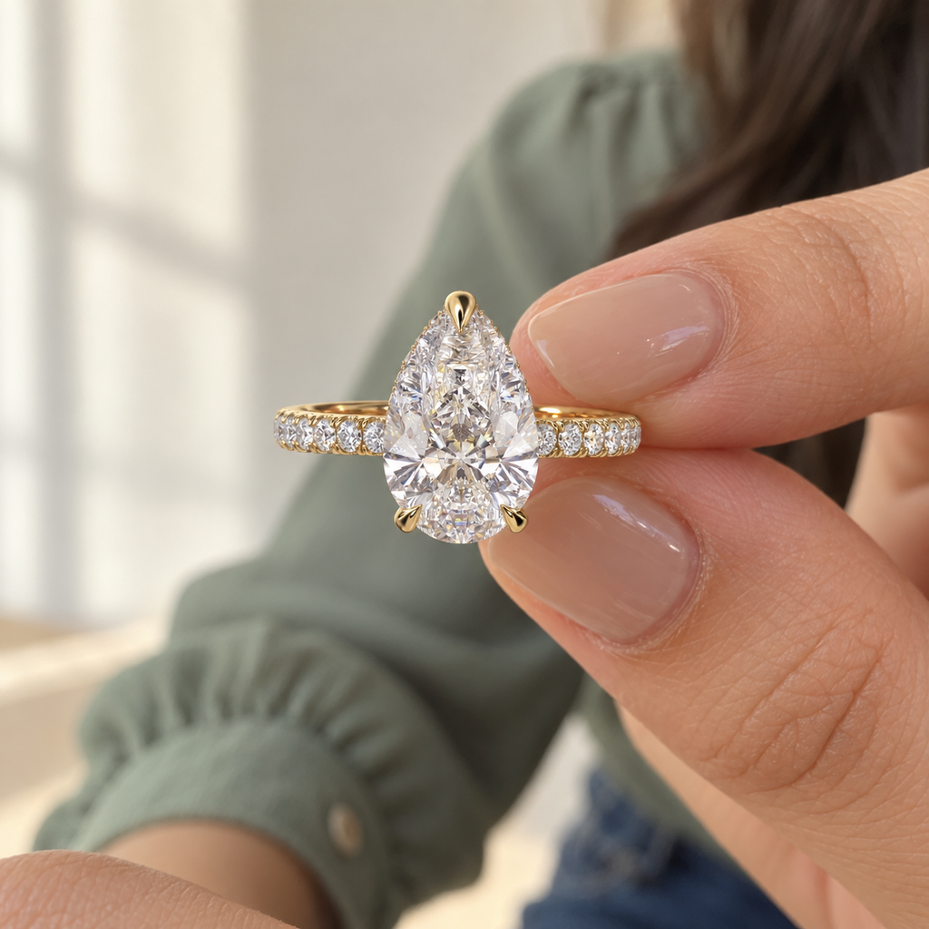 The Sample Solitaire Engagement Rings - 2.5 Carat Pear 14K Yellow Gold Engagement Ring
