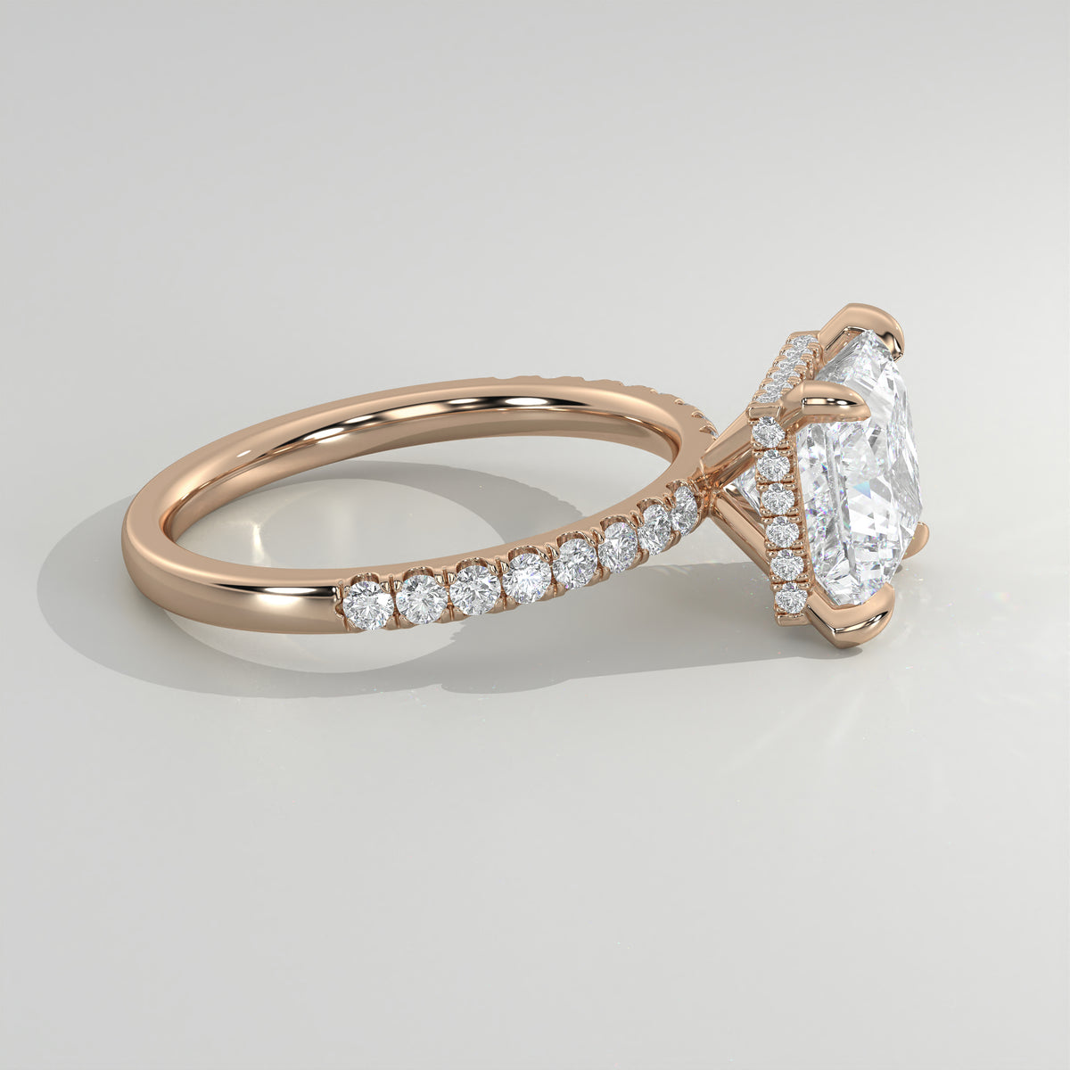 The Sample Solitaire Engagement Rings - 2.5 Carat Princess 14K Rose Gold Engagement Ring