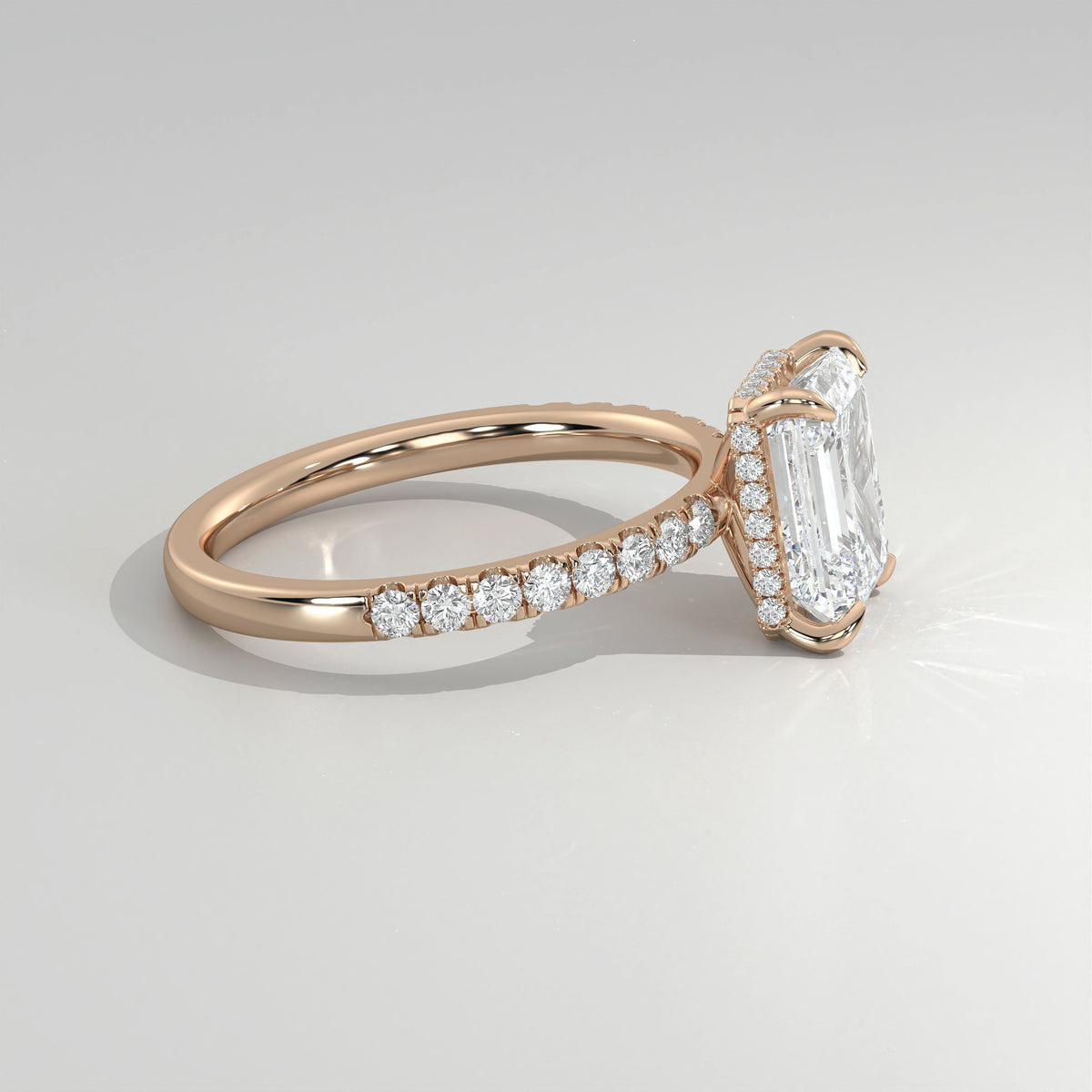The Sample Solitaire Engagement Rings - 2.0 Carat Emerald 14K Rose Gold Engagement Ring