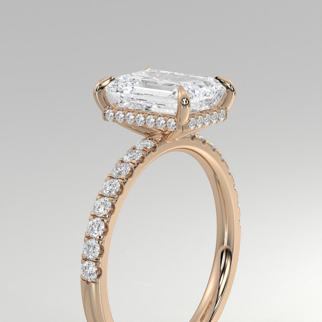 The Sample Solitaire Engagement Rings - 2.0 Carat Emerald 14K Rose Gold Engagement Ring