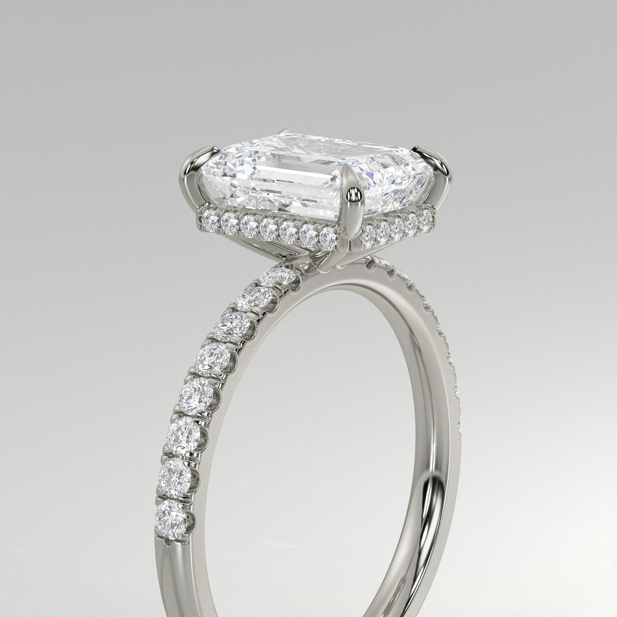 The Sample Solitaire Engagement Rings - 1.5 Carat Emerald 14K White Gold Engagement Ring