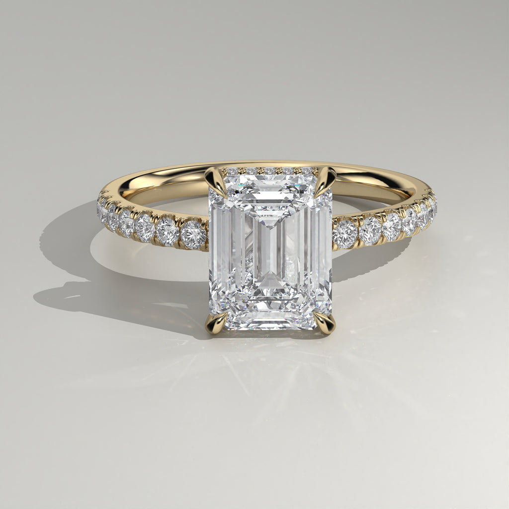 The Sample Solitaire Engagement Rings - 4.5 Carat Emerald 14K Yellow Gold Engagement Ring