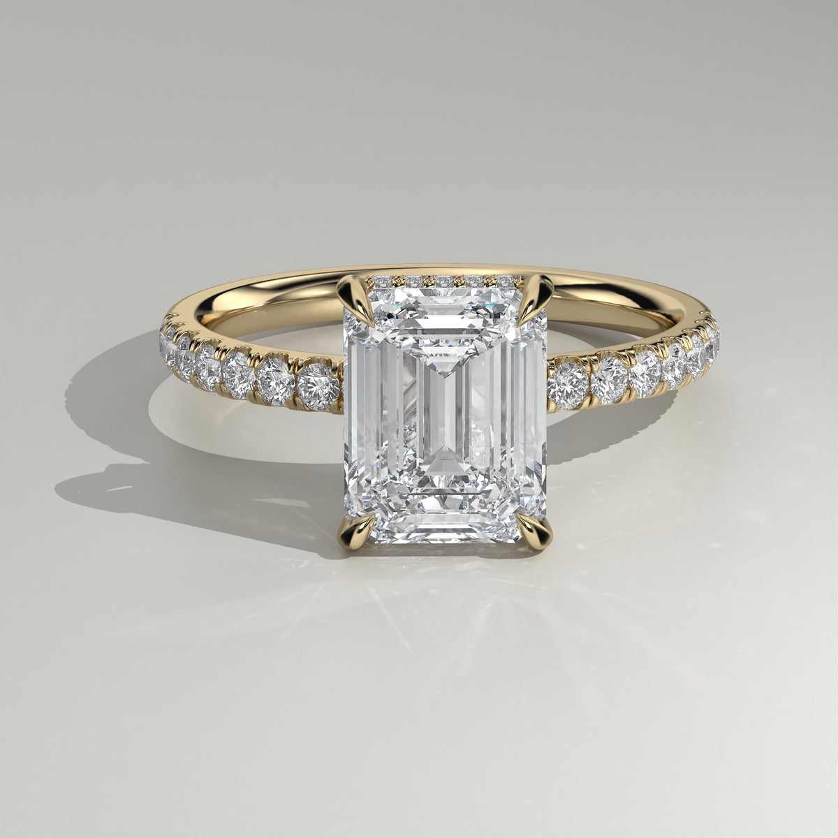 The Sample Solitaire Engagement Rings - 4.5 Carat Emerald 14K Yellow Gold Engagement Ring