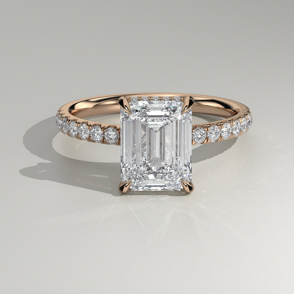 The Sample Solitaire Engagement Rings - 2.0 Carat Emerald 14K Rose Gold Engagement Ring
