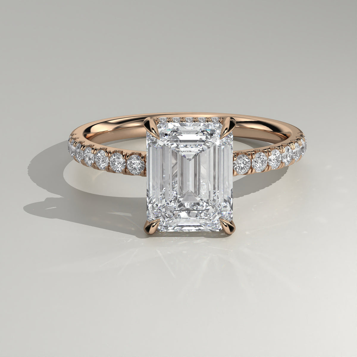 The Sample Solitaire Engagement Rings - 2.0 Carat Emerald 14K Rose Gold Engagement Ring