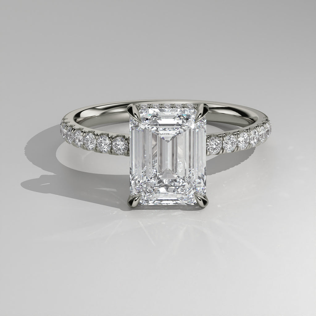 The Sample Solitaire Engagement Rings - 1.5 Carat Emerald 14K White Gold Engagement Ring