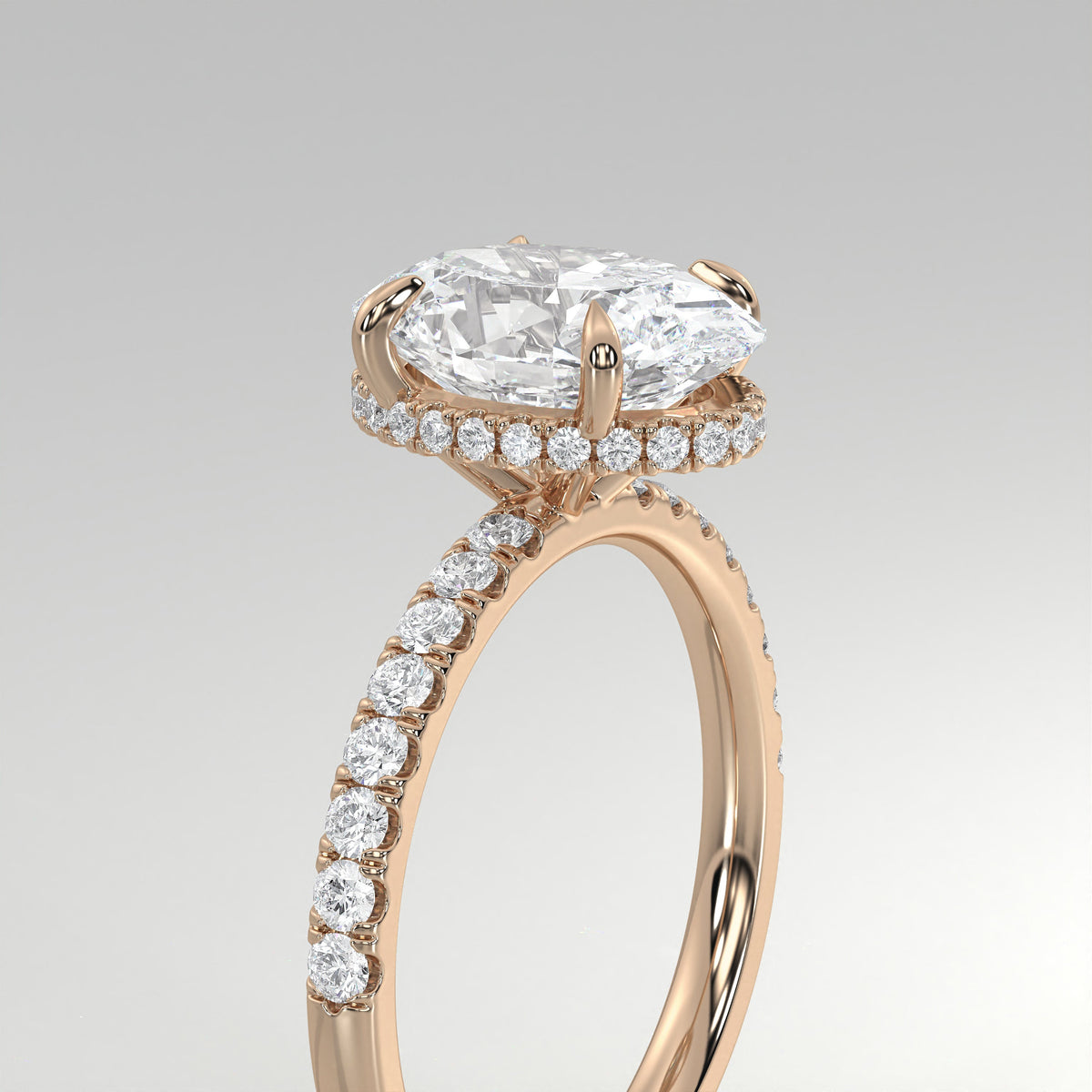 The Sample Solitaire Engagement Rings - 3.0 Carat Oval 14K Rose Gold Engagement Ring