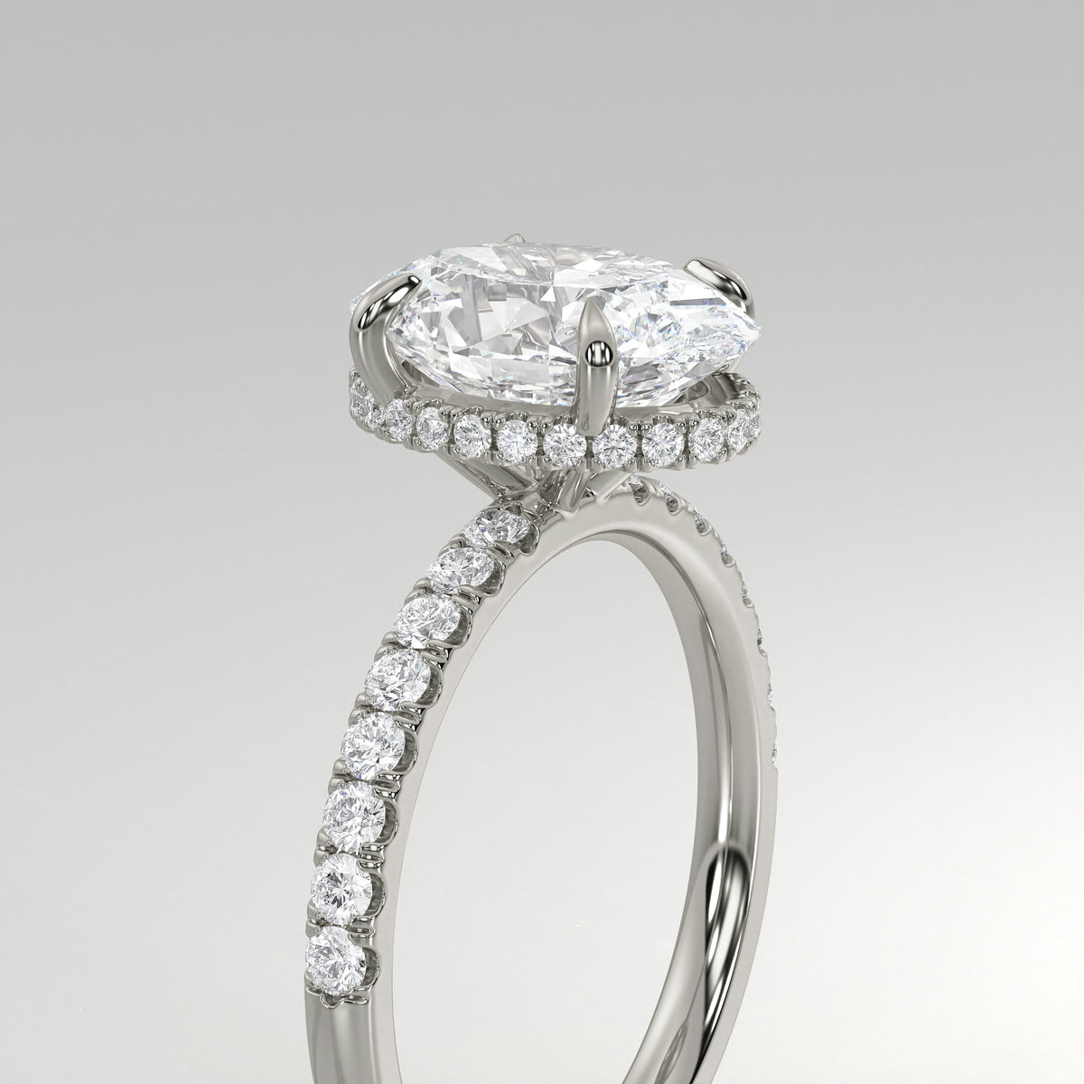 The Sample Solitaire Engagement Rings - 4.5 Carat Oval 14K White Gold Engagement Ring